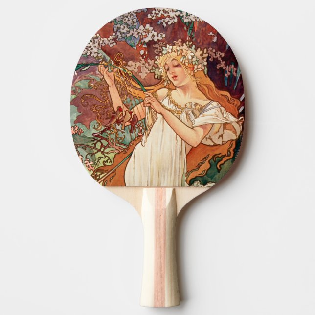 Pala De Ping Pong Alphonse Mucha, Las Estaciones (1896) Primavera (Anverso)