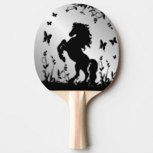 Pala De Ping Pong Alzar el semental/el caballo negros en la plata