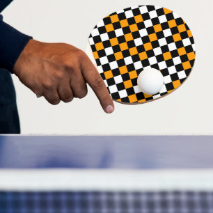 Pala De Ping Pong Amarillo Negro y Blanco Cuadros 