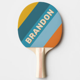 Pala De Ping Pong Amarillo Retro Negrita Rayado con Nombre