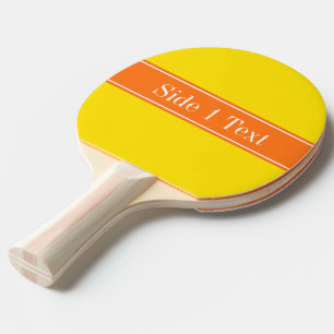 Pala De Ping Pong Amarillo sólido, monograma anaranjado del nombre