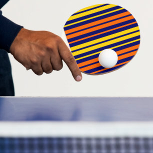 Pala De Ping Pong Amarillo y rayas verticales naranjas azul marino
