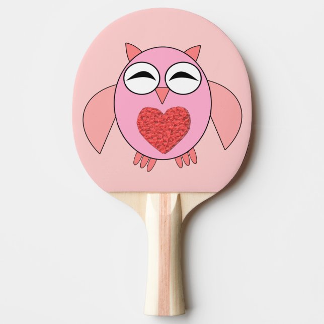 Pala De Ping Pong Amo Rosa Lechuza Corazón Ping Pong Paddle (Anverso)