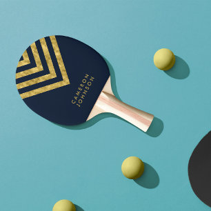 Pala De Ping Pong Añadir nombre azul oscuro y falso protector de oro
