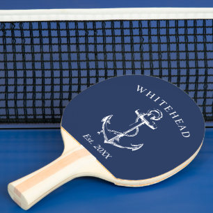 Pala De Ping Pong Ancla Náutica Monograma Azul Marino