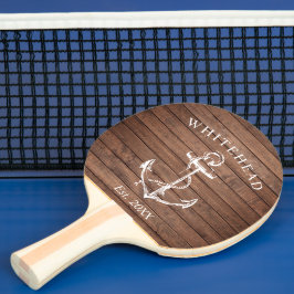 Pala De Ping Pong Ancla náutica Monograma Madera marrón