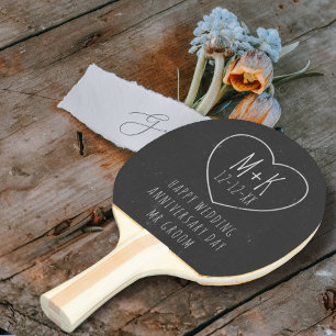 Pala De Ping Pong Aniversario del Boda de Chalkboard Ping Pong Paddl