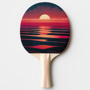 Pala De Ping Pong Años 80 Sintonizador Mar Rojo Y Viejo Atardecer