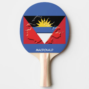 Pala De Ping Pong ANTIGUA BARBUDA FLAG & MAP AZUL personalizado