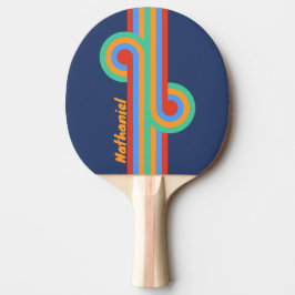 Pala De Ping Pong Antigua Rueda de Arcoíris Retro con Nombre