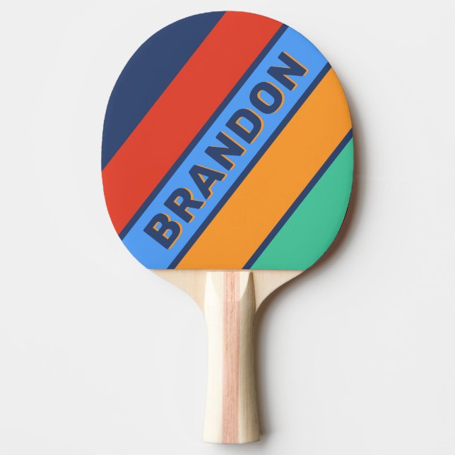 Pala De Ping Pong Antiguo colegio retro arcoiris negrita con nombre (Anverso)