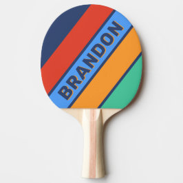 Pala De Ping Pong Antiguo Estilo Retro Arcoíris Negrita con Nombre