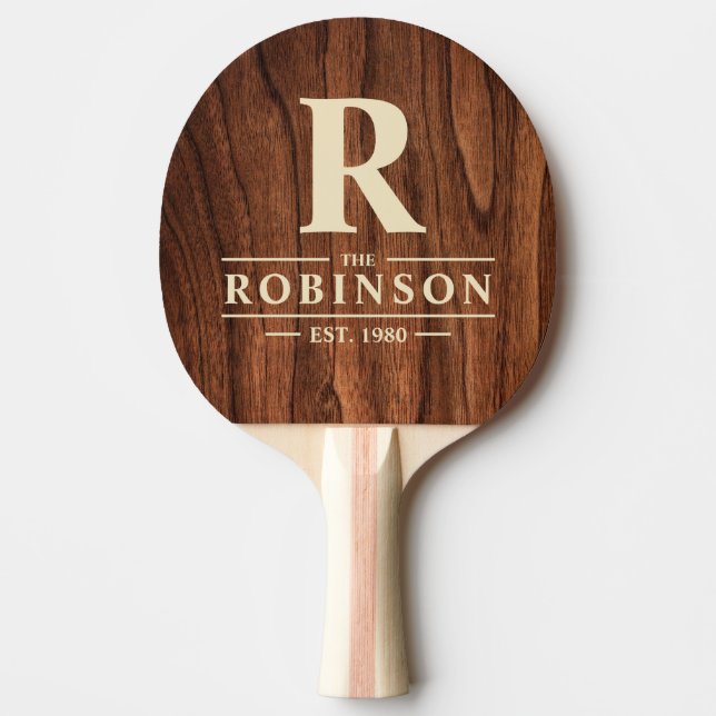 Pala De Ping Pong Antique Cherry Wood Family Name & Initial (Anverso)