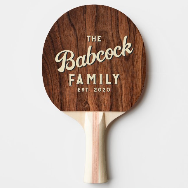 Pala De Ping Pong Antique Cherry Wood Retro Family Name & Year (Anverso)