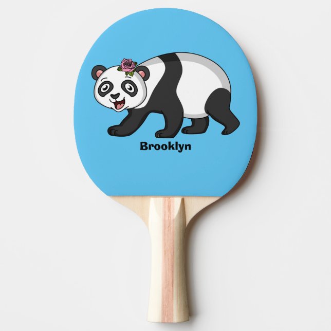 Pala De Ping Pong Aoso panda alegre y lindo con personalizado de flo (Anverso)