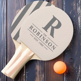 Pala De Ping Pong Apellido e inicial Polo a rayas Sandcastle Rosa