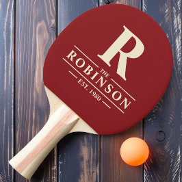 Pala De Ping Pong Apellido e inicial rojo cranberry intenso