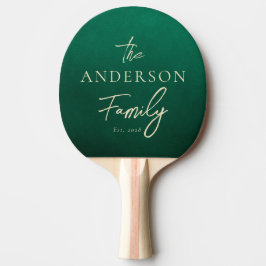Pala De Ping Pong Apellido familiar escrito a mano en verde esmerald