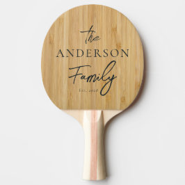 Pala De Ping Pong Apellido Manuscrito de Bambú Oscuro