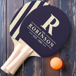 Pala De Ping Pong Apellido y franja inicial Polo Océano de medianoch