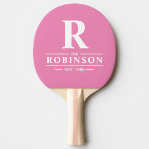 Pala De Ping Pong Apellido y Inicial Clásico Rosa