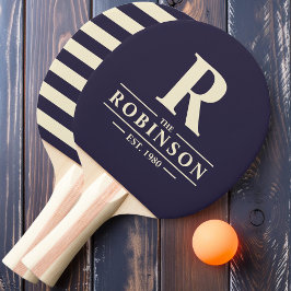 Pala De Ping Pong Apellido y inicial Polo Océano de medianoche