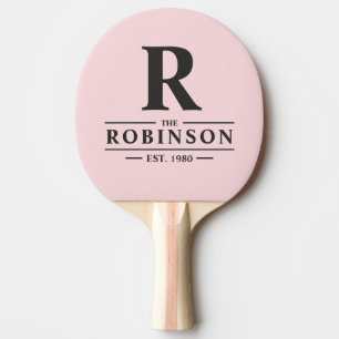 Pala De Ping Pong Apellido y inicial Rosa Susurro y Negro