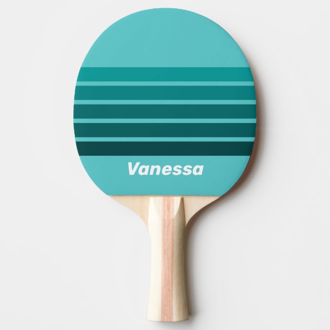 Pala De Ping Pong Aqua Fade Across Striping with Name (Anverso)