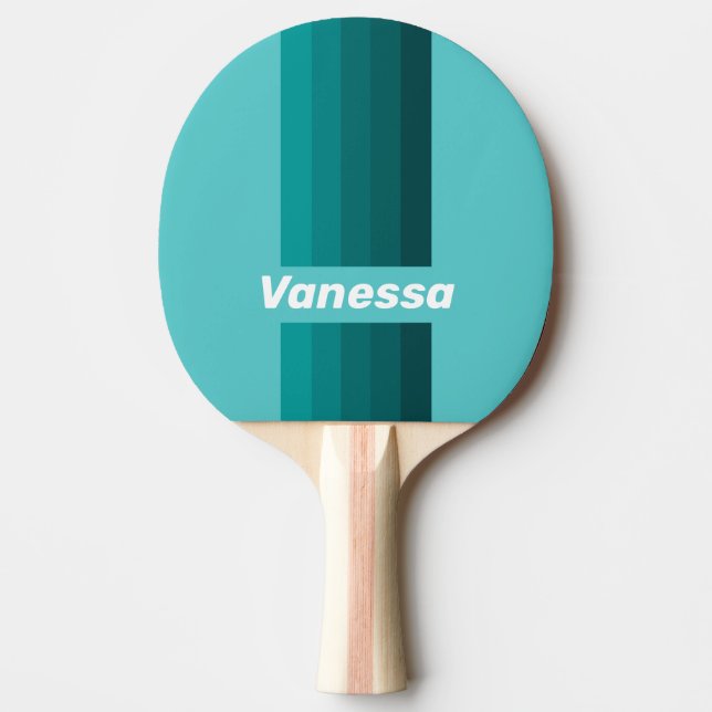 Pala De Ping Pong Aqua Fade Pin Stripes with Name (Anverso)