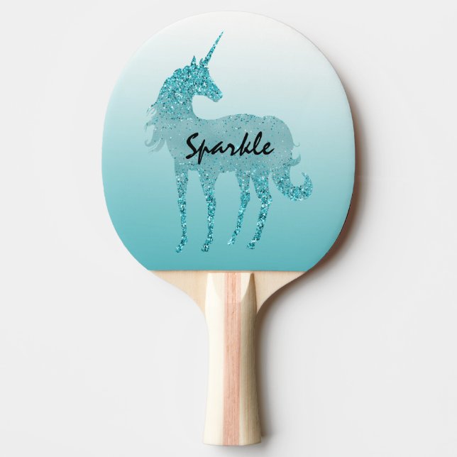 Pala De Ping Pong Aqua Gold Purpurina Unicorn (Anverso)