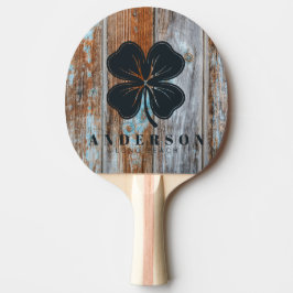 Pala De Ping Pong Arbol de Cuatro Hojas con Nombre Lavado Azul Desga