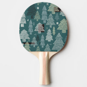 Pala De Ping Pong Árboles de invierno, patrón vintage de Navidad.