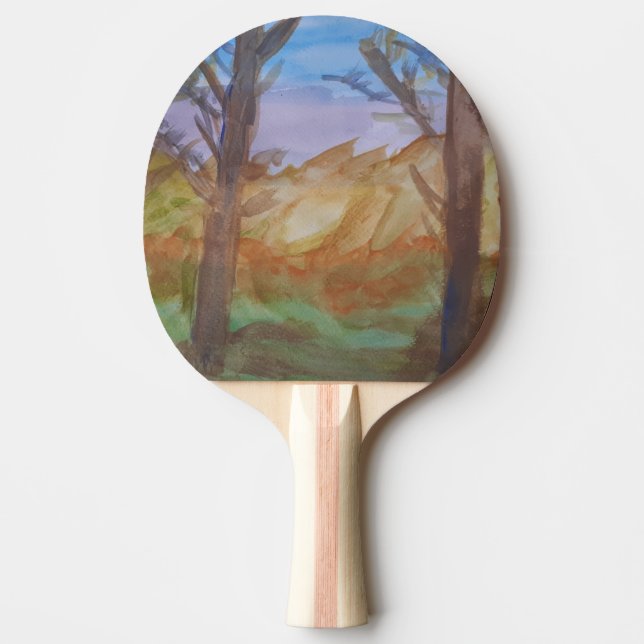 Pala De Ping Pong Árboles del atardecer (Anverso)