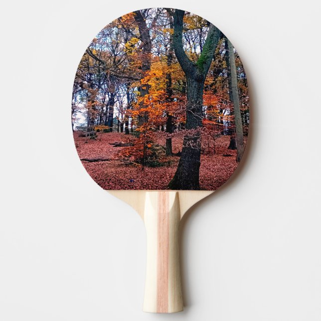 Pala De Ping Pong Árboles negros con hojas naranjas (Anverso)