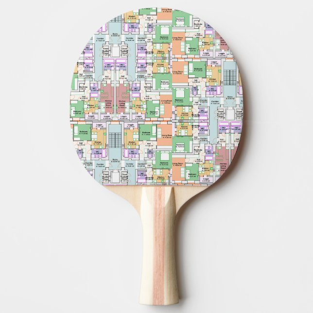 Pala De Ping Pong Architectural Blueprint Pattern Custom  (Anverso)