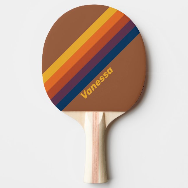 Pala De Ping Pong Arcilla Asolada con Franjas y Nombre (Anverso)