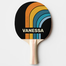 Pala De Ping Pong Arco de Arcoíris Negro con Nombre
