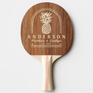Pala De Ping Pong Arco de boda de madera de roble rojo con piña y no