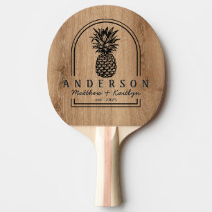 Pala De Ping Pong Arco de Boda de Madera de Teca Clara con Piña y No