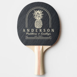Pala De Ping Pong Arco de Boda de Piña de Granito Oscuro Liso & Nomb