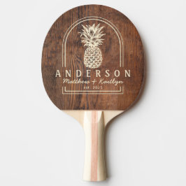 Pala De Ping Pong Arco de boda de piña de madera de nogal oscuro y n