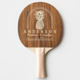 Pala De Ping Pong Arco de Boda de Piña de Madera de Olmo y Nombre