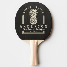 Pala De Ping Pong Arco de Boda de Piña de Madera Negra Oscura & Nomb