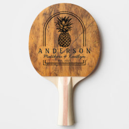 Pala De Ping Pong Arco de Bodas de Piña de Bloque de Cortar & Nombre