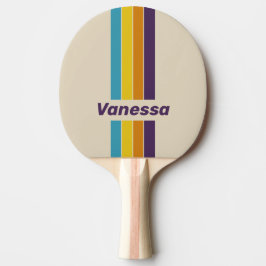 Pala De Ping Pong Arcoíris de Polvo de Ciruela con Nombre a Rayas de