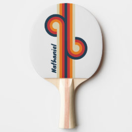 Pala De Ping Pong Arcoíris Desvanecido Vintage con Nombre