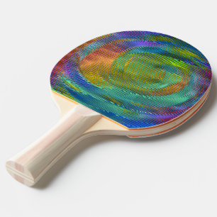 Pala De Ping Pong Arcoiris en espiral rosa con relieve y rayas desor