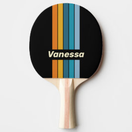 Pala De Ping Pong Arcoíris Negro con Franjas y Nombre