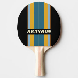 Pala De Ping Pong Arcoíris Negro Tablas con Franjas y Nombre