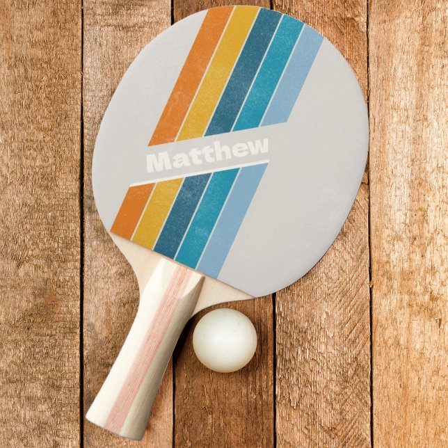 Pala De Ping Pong Arcoíris Retro Angustiado con Nombre (Subido por el creador)